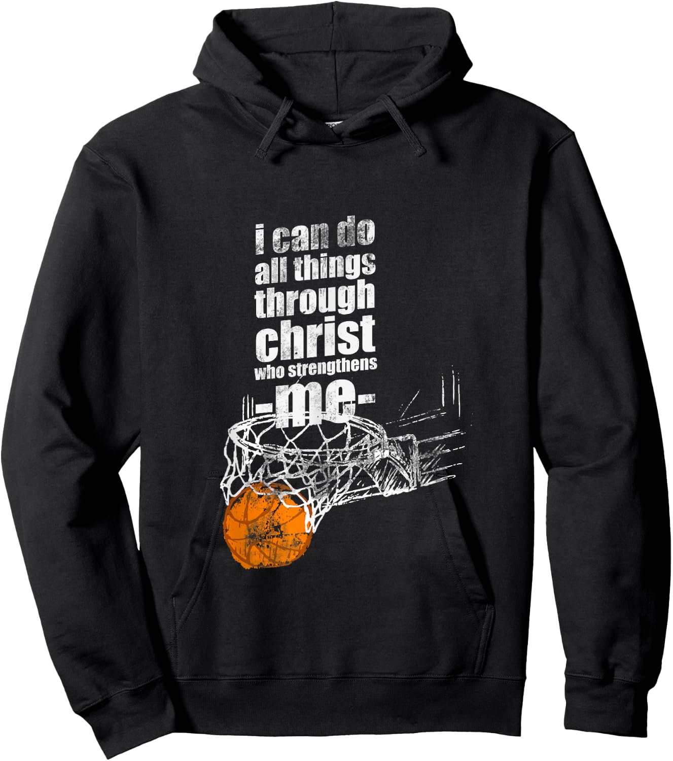 Christian Basketball I Can Do All Things Philippians 4:13 Hoodie - Hoodie | Black