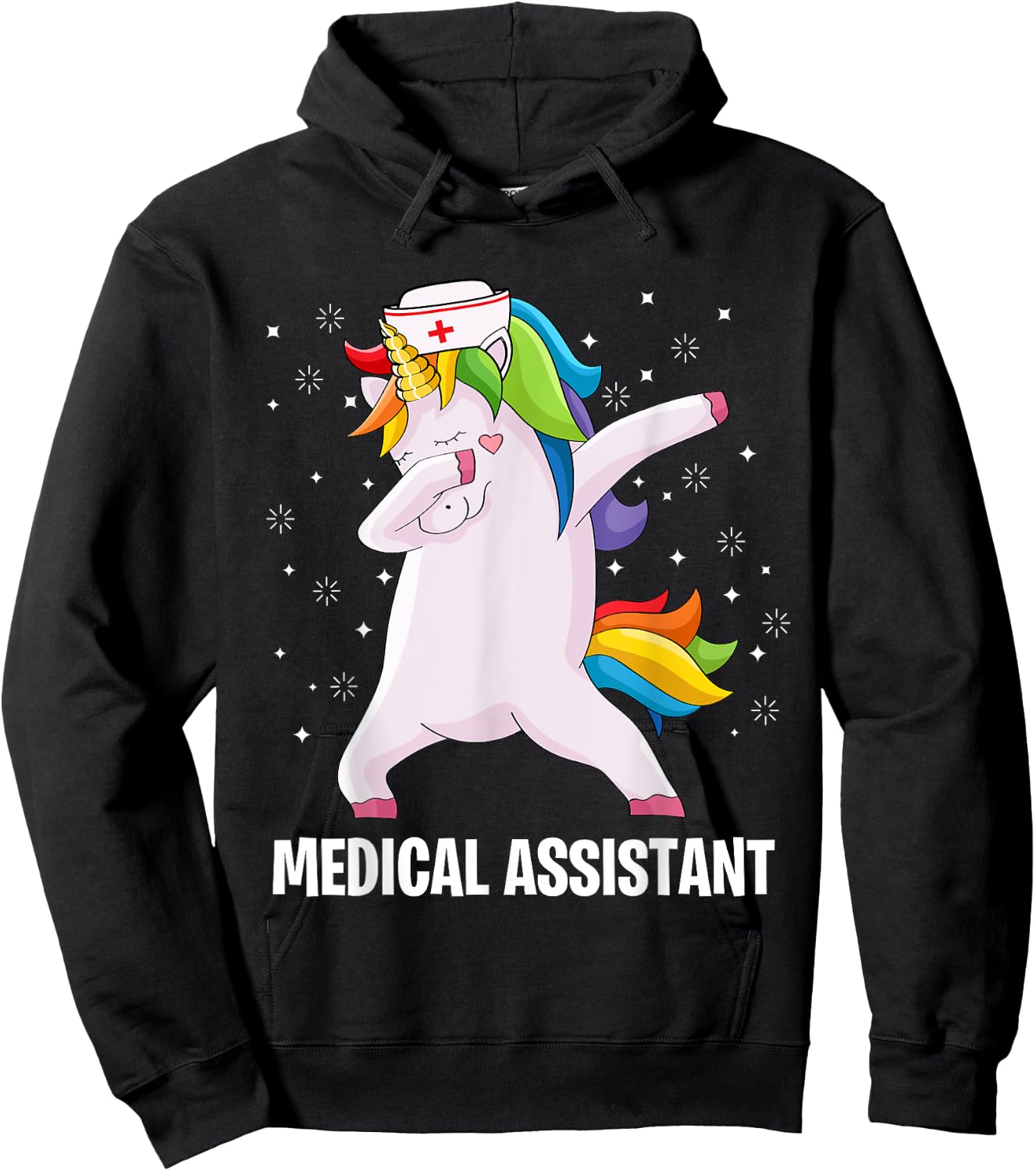 Funny MA Certified Medical Assistant Dabbing Unicorn Hoodie - Hoodie | Black