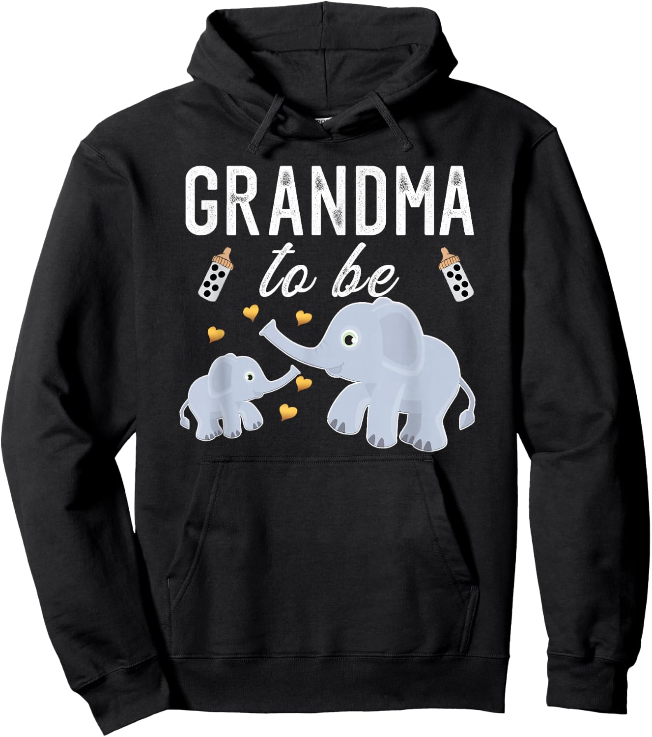 Grandma to Be Elephant Baby Shower Grandma Cute Hoodie - Hoodie | Black