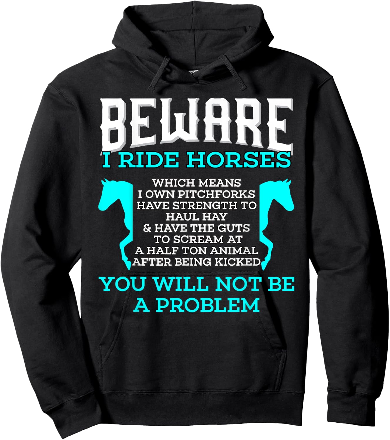Beware I Ride Horses You Will Not Be A Problem Horse Lover Hoodie - Hoodie | Black