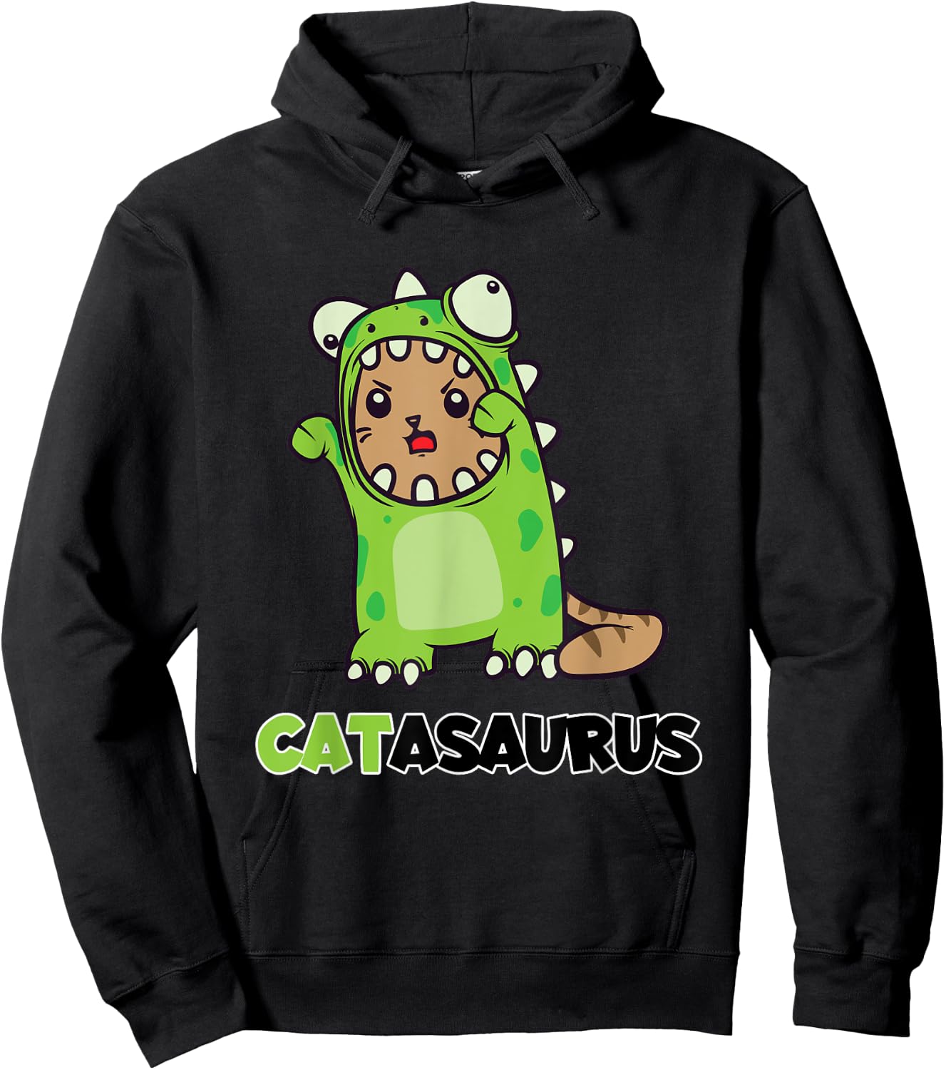 Funny Catasaurus Cat Dino Costume Dinosaur Gift Hoodie - Hoodie | Black