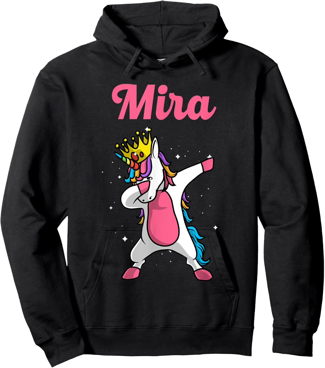 MIRA Name Personalized Birthday Dabbing Unicorn Queen Hoodie - Hoodie | Black