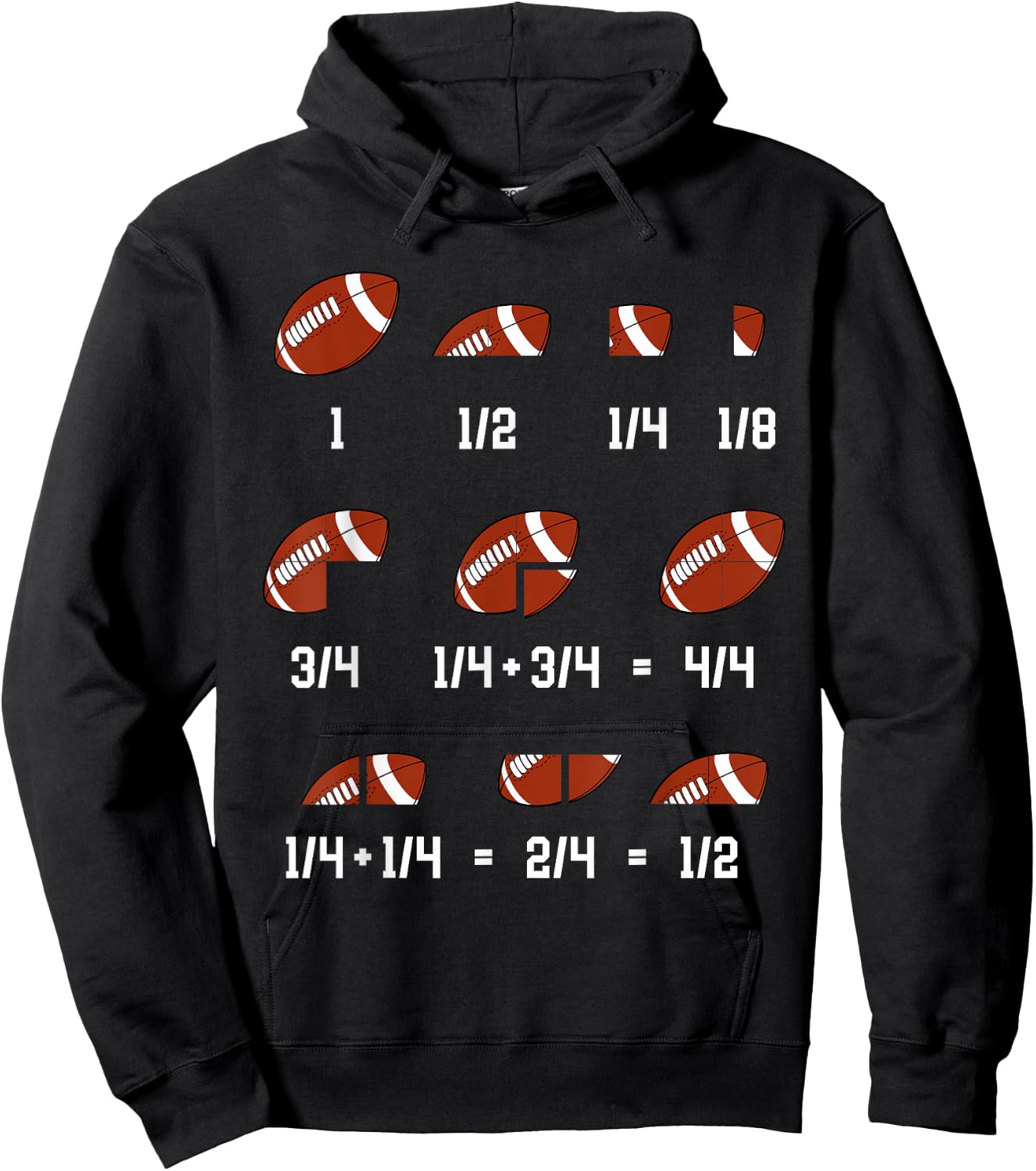 Math Fractions Mathematician Funny Football Math Teacher Hoodie - Hoodie | Black