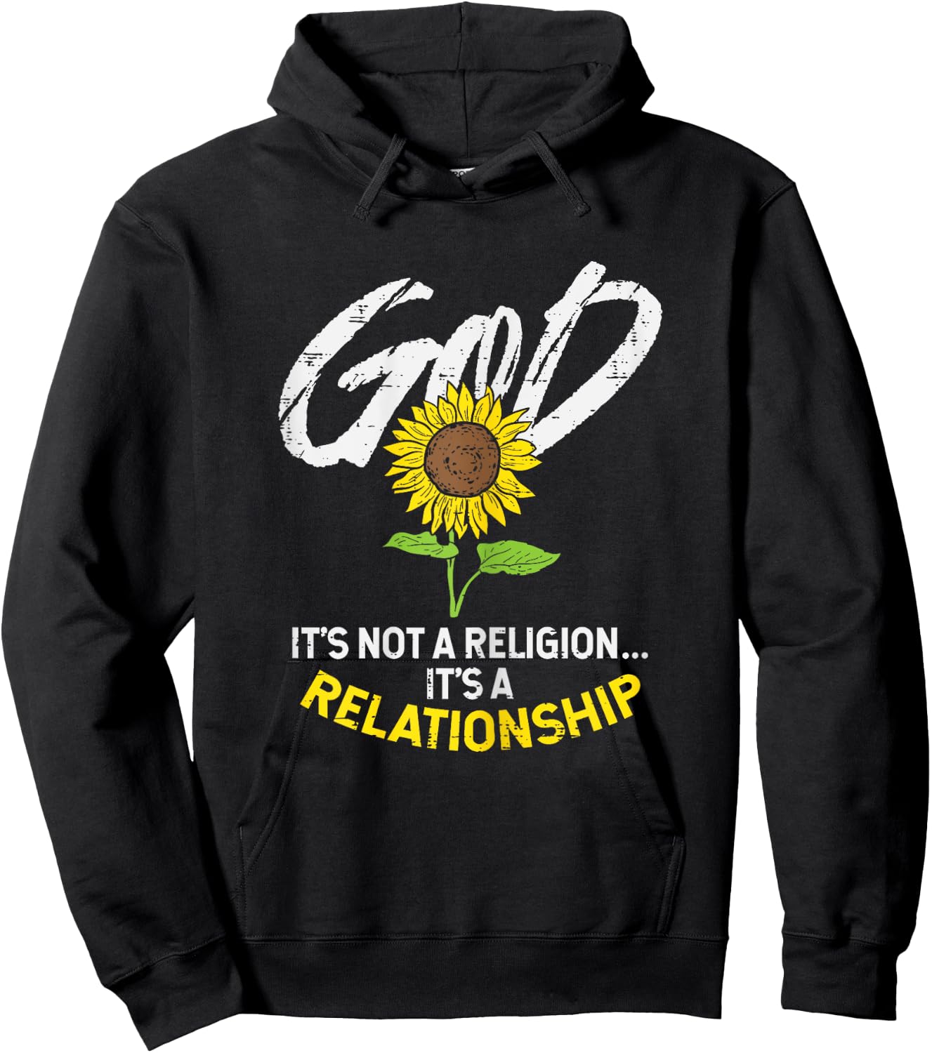 Sunflower God Not Religion Relationship Jesus Christian Gift Hoodie - Hoodie | Black
