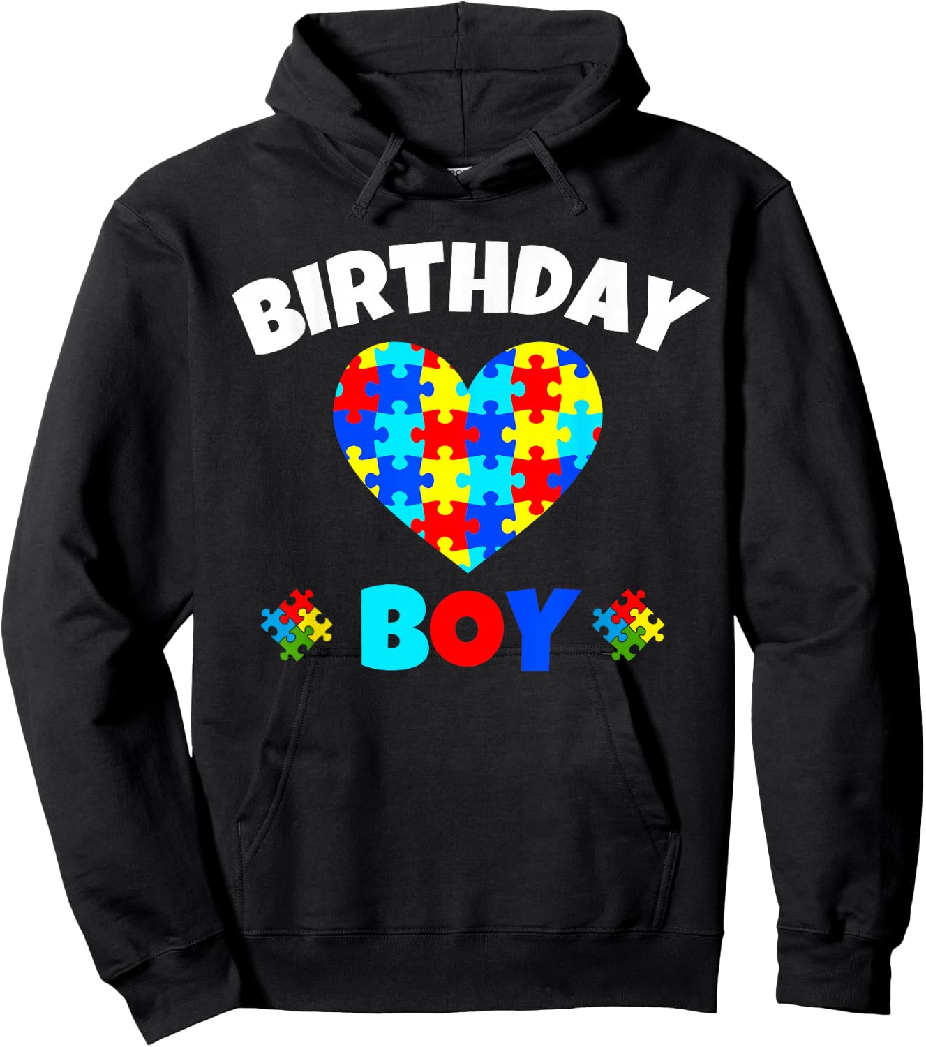 Birthday Boy Love Heart Autism Awareness Matching Family Hoodie - Hoodie | Black