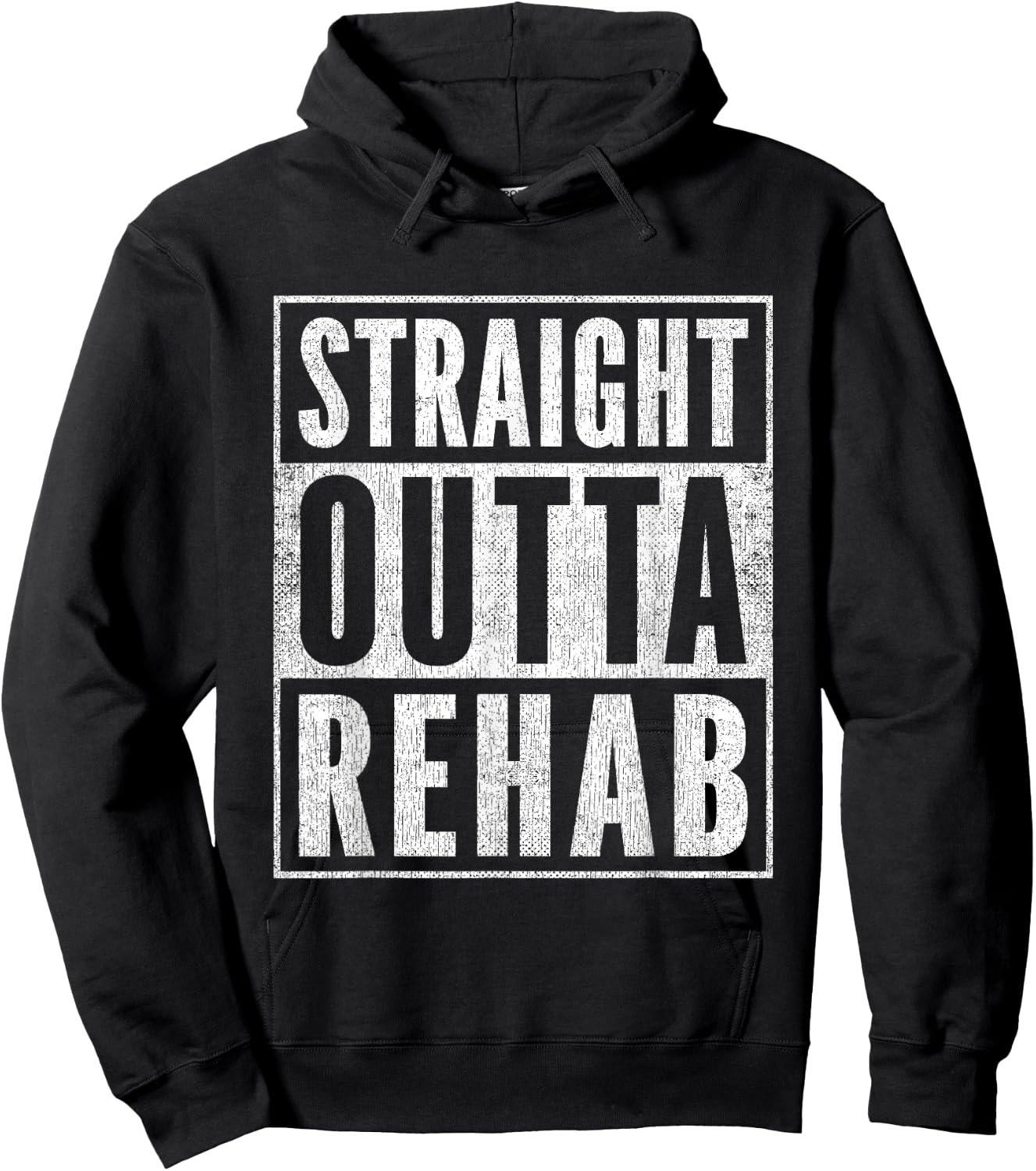 Funny Patient Get Well Gag Outfit Straight Outta Rehab Hoodie - Hoodie | Black