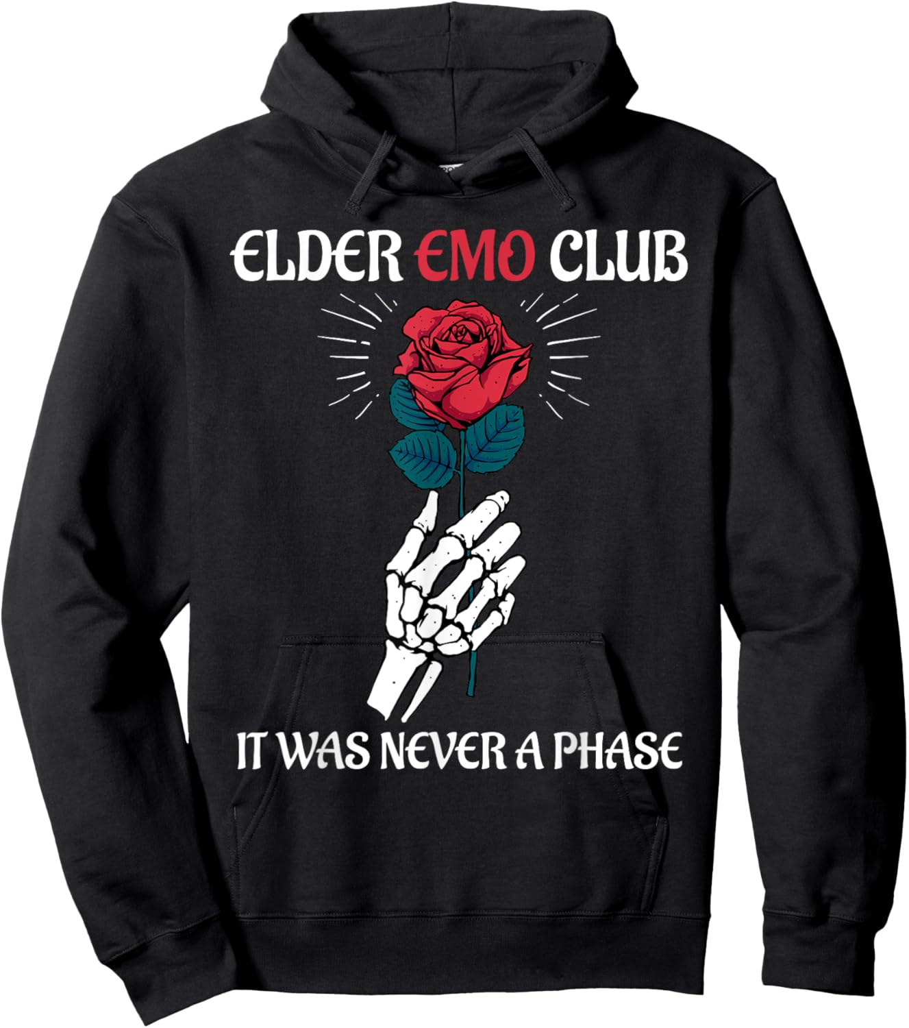 Elder Emo Club It Was Never A Phase Funny Emo Goth Punk Hoodie - Hoodie | Black