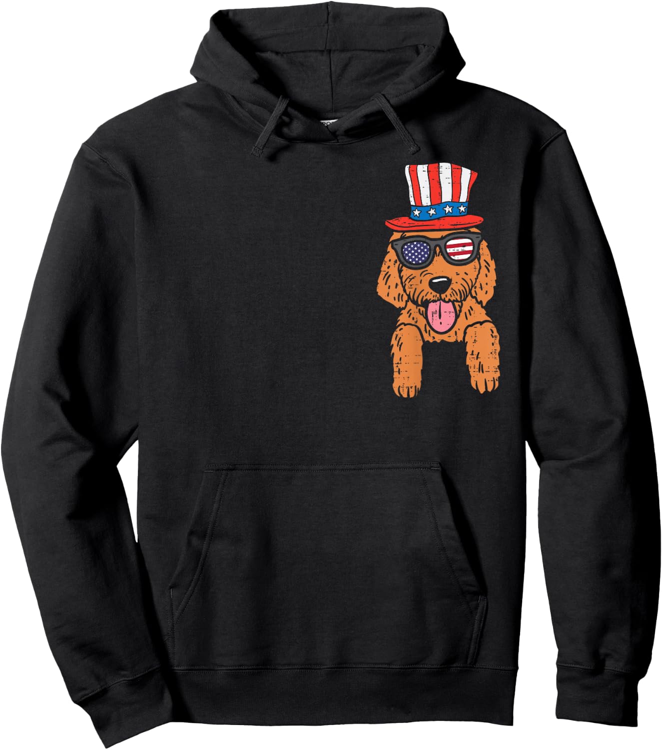 Goldendoodle Pocket American USA 4th Of July Fourth Dog Hoodie - Hoodie | Black