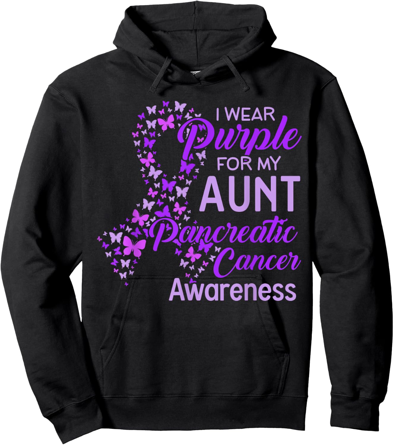 I wear Purple for my Aunt Pancreatic Cancer Hoodie - Hoodie | Black