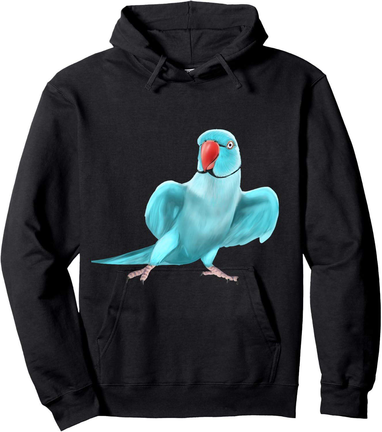 Blue Indian Ringneck Parrot Bird Hoodie - Hoodie | Black