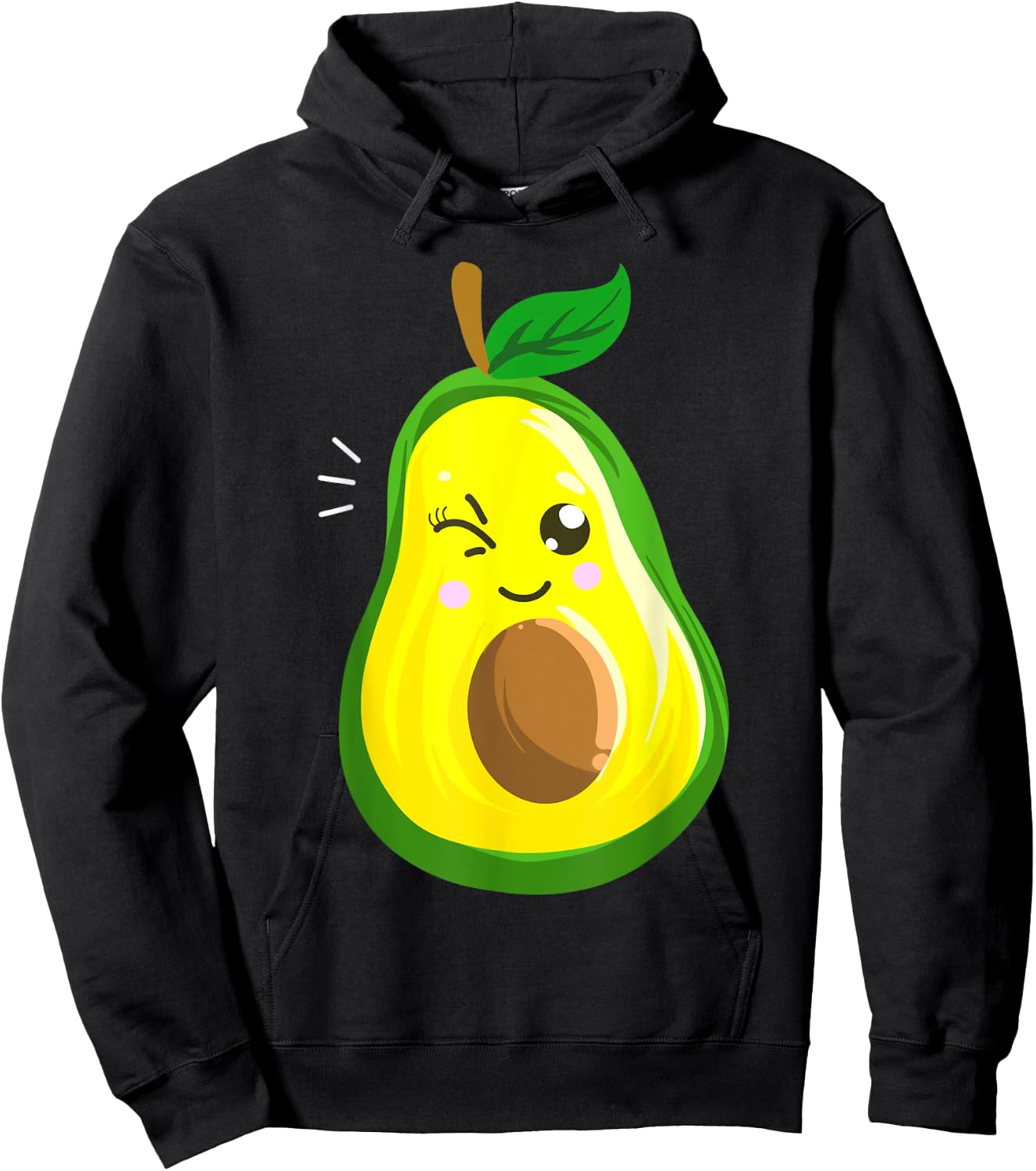 Cute Avocado Gift Kids Men Women Funny Winking Fruit Hoodie - Hoodie | Black