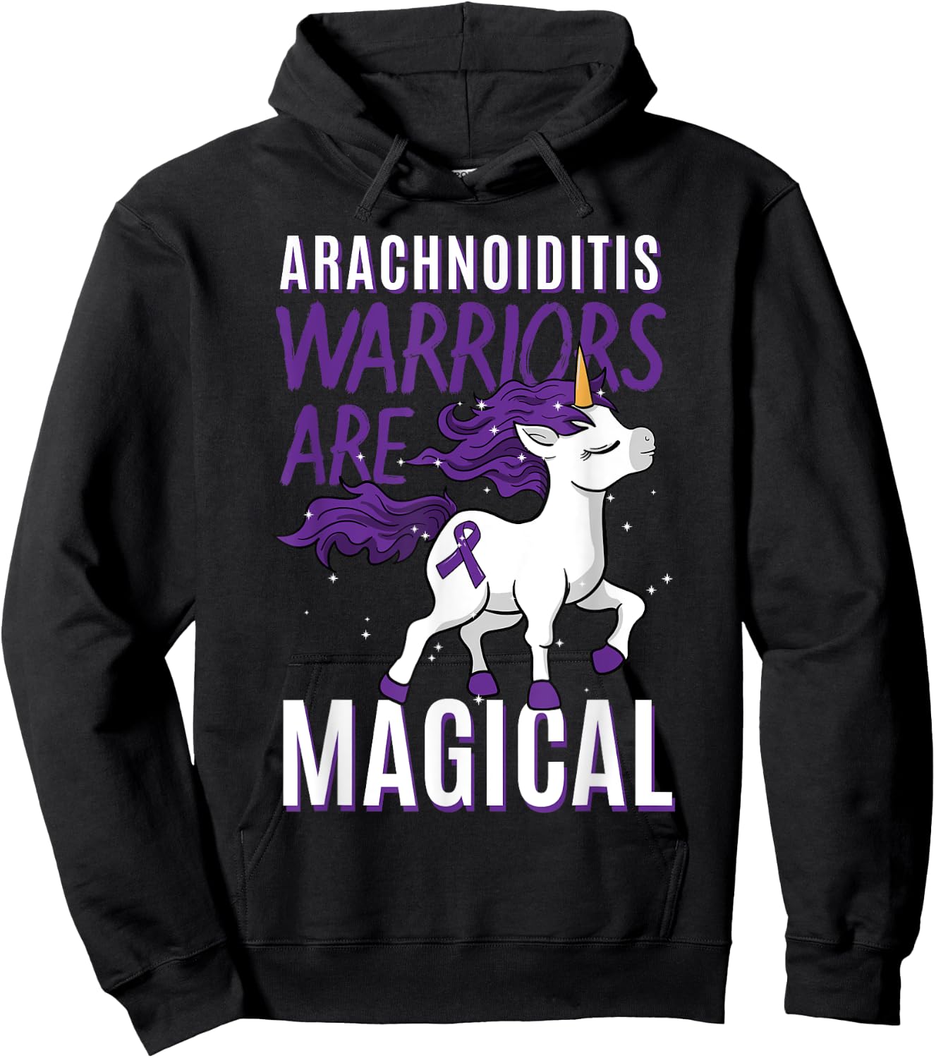 Arachnoiditis Arachnoid Chronic Disorder Warrior Unicorn Hoodie - Hoodie | Black