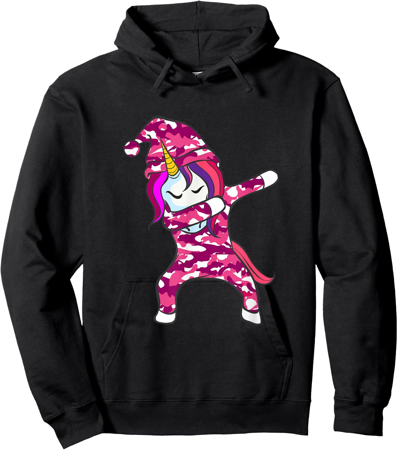 Pink Camo Unicorn Pink Camouflage dabbing unicorn Hoodie - Hoodie | Black