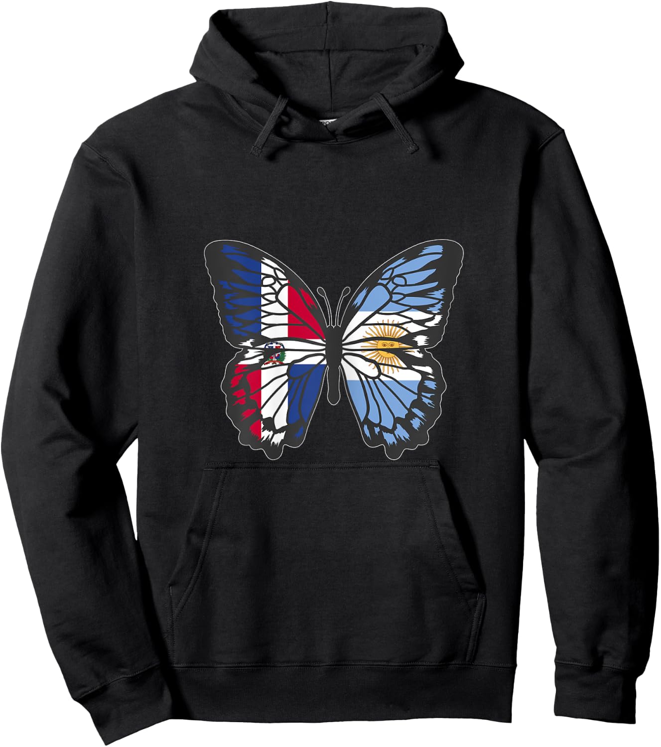 Dominican and Argentina Butterfly Half Dominican Argentinian Hoodie - Hoodie | Black