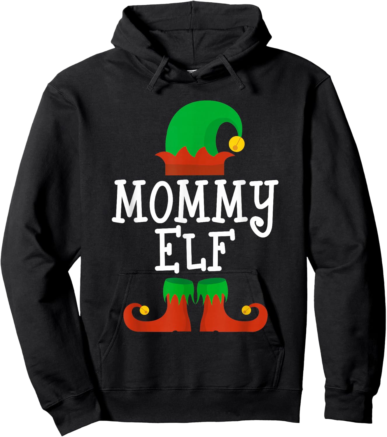 Family I'm The Mommy Elf Christmas Matching Pajama Funny Hoodie - Hoodie | Black
