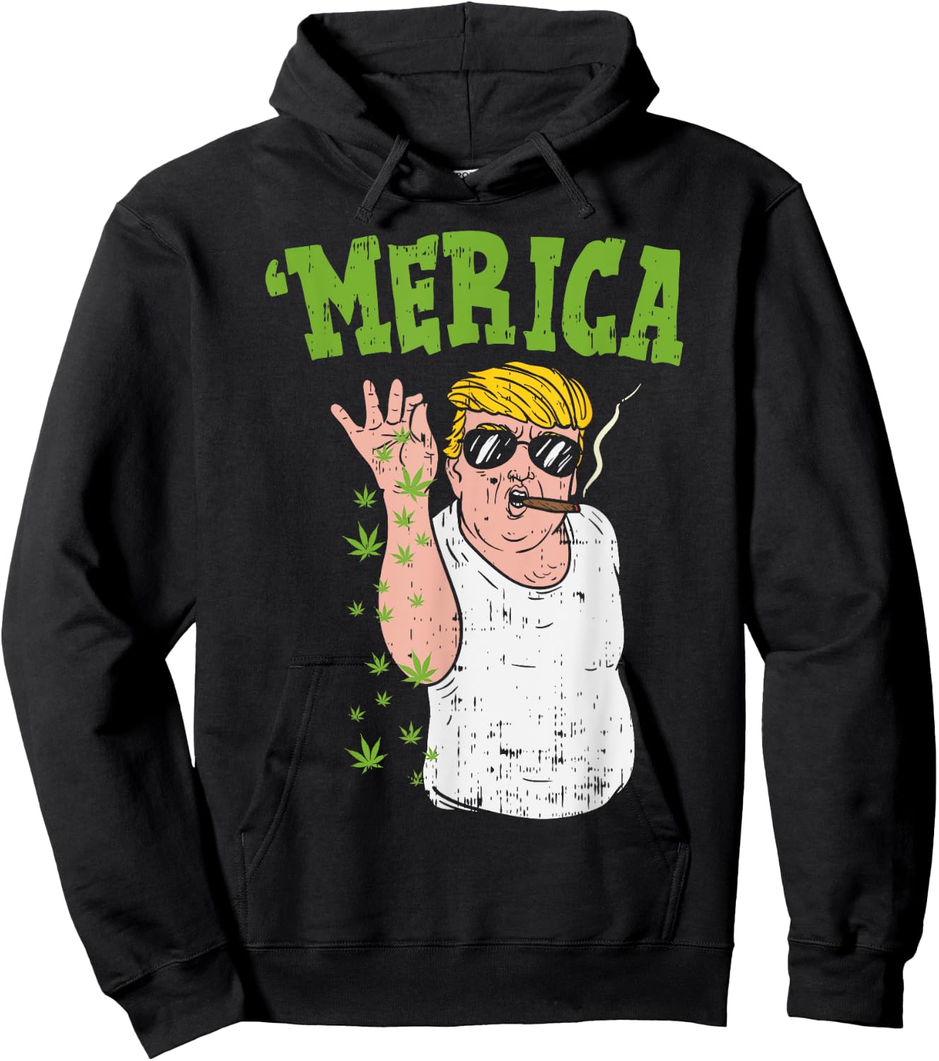 Merica Trump Bae Smoking Weed Cannabis Funny 420 Stoner Gift Hoodie - Hoodie | Black