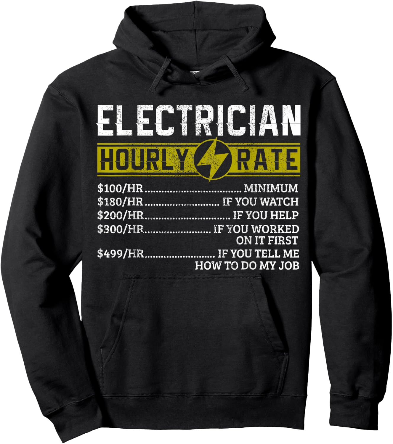 Electrician Hourly Rate Funny Electrical Engineer Gift Hoodie - Hoodie | Black