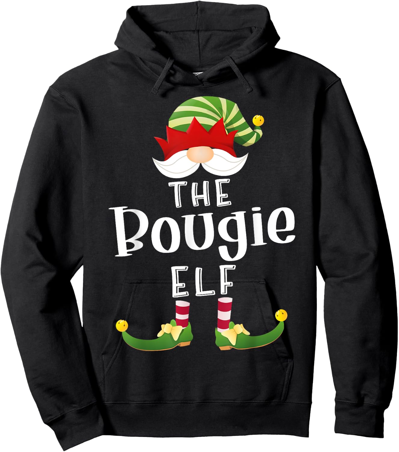 Bougie Elf Group Christmas Funny Pajama Party Hoodie - Hoodie | Black