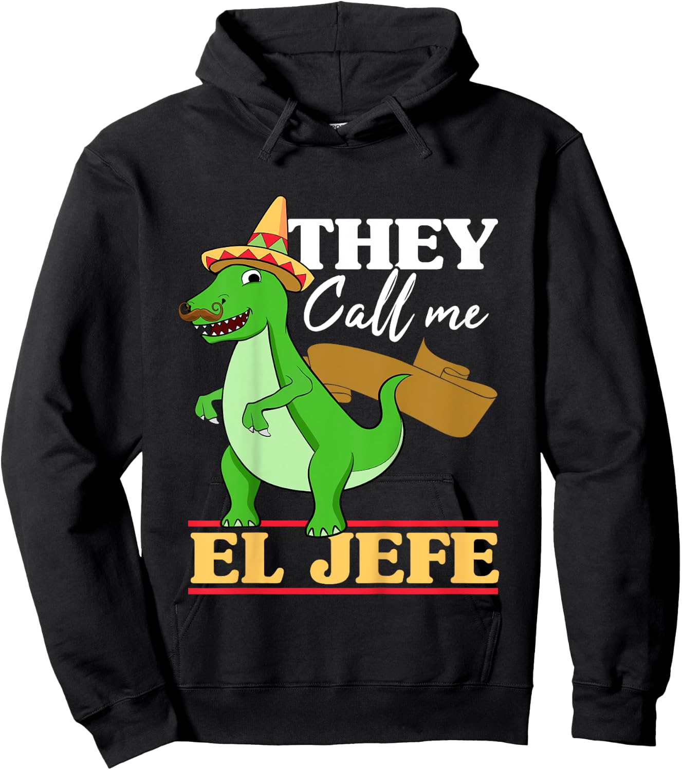 Kids They Call Me El Jefe Cinco De Mayo Dinosaurio Toddler Boy Hoodie - Hoodie | Black