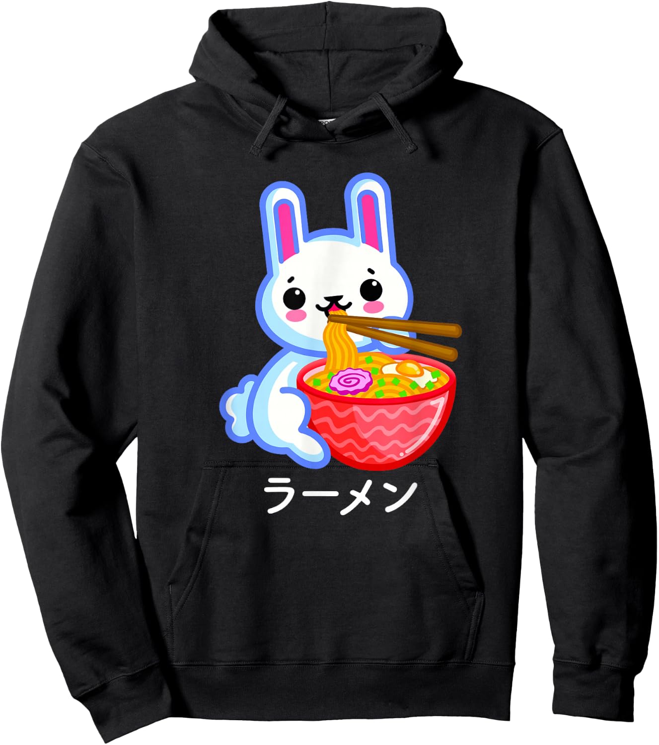 Rabbit Ramen Noodles Cute Bunny Lover Kawaii Japanese Anime Hoodie - Hoodie | Black