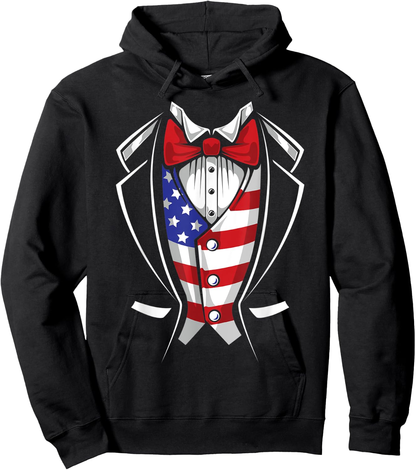 USA Suit Tuxedo Patriotic 4th of July Flag America American Hoodie - Hoodie | Black