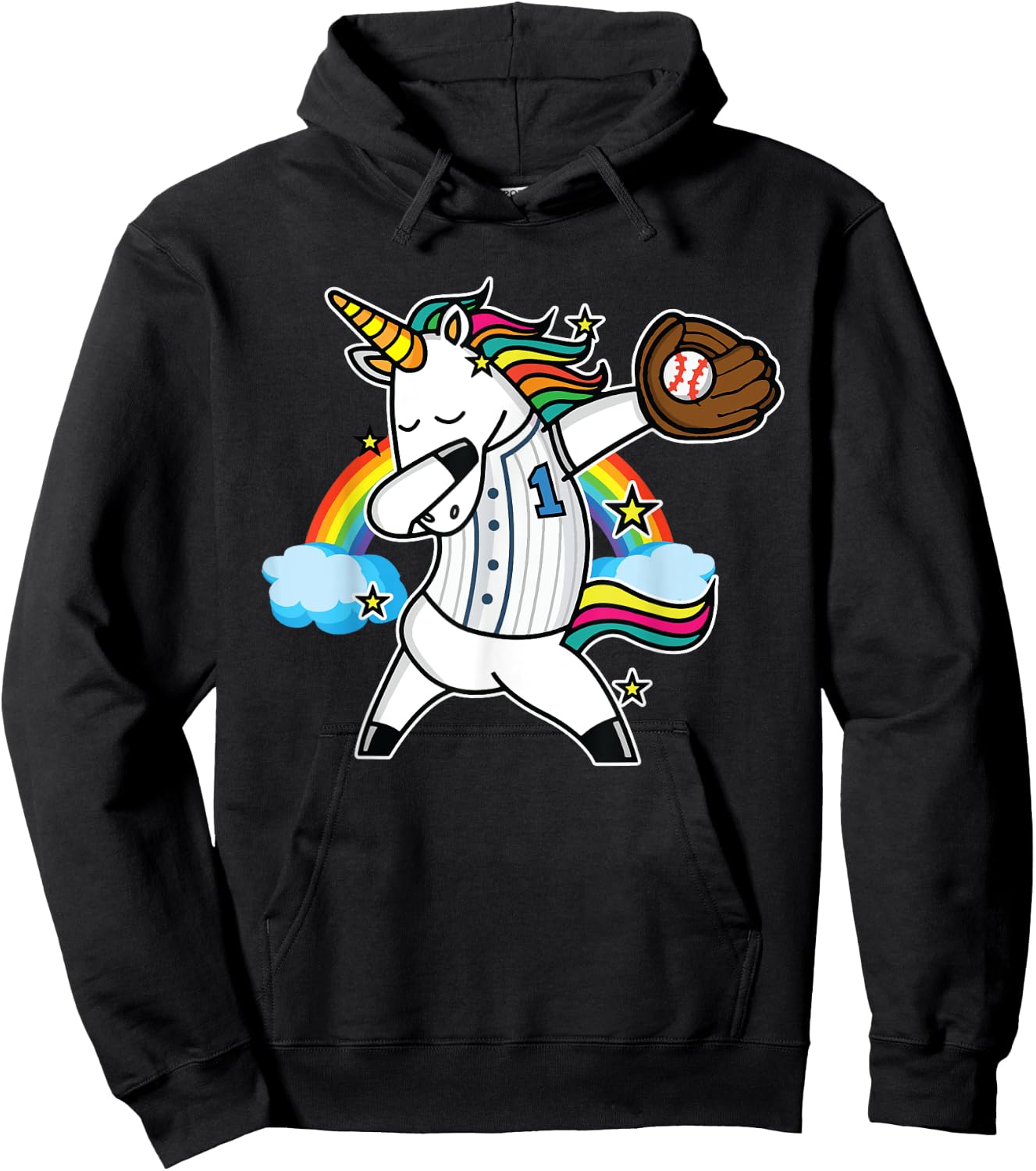 Unicorn Baseball Rainbow Baseball Lover I Unicorn Baseball Hoodie - Hoodie | Black