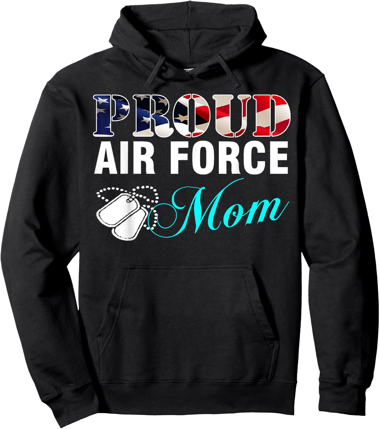 Vintage Proud Air Force Mom With American Flag Gift Hoodie - Hoodie | Black