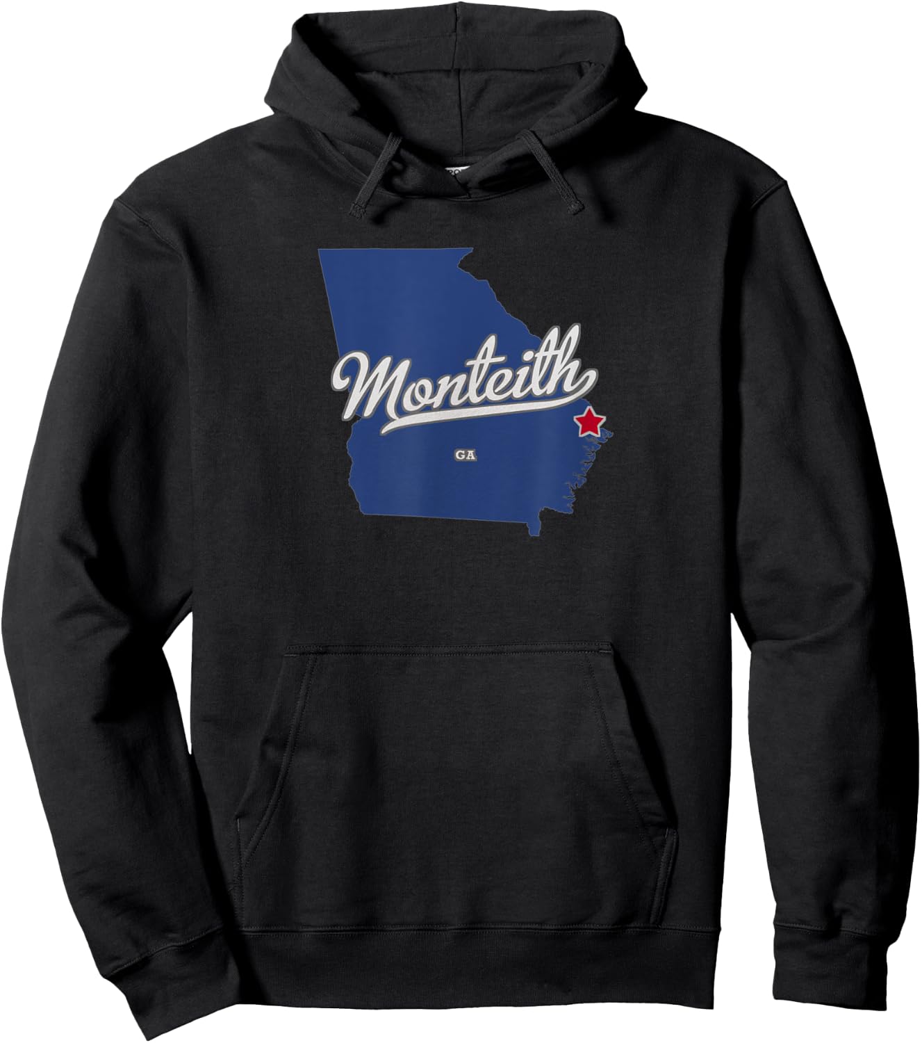 Monteith Georgia GA Map Hoodie - Hoodie | Black