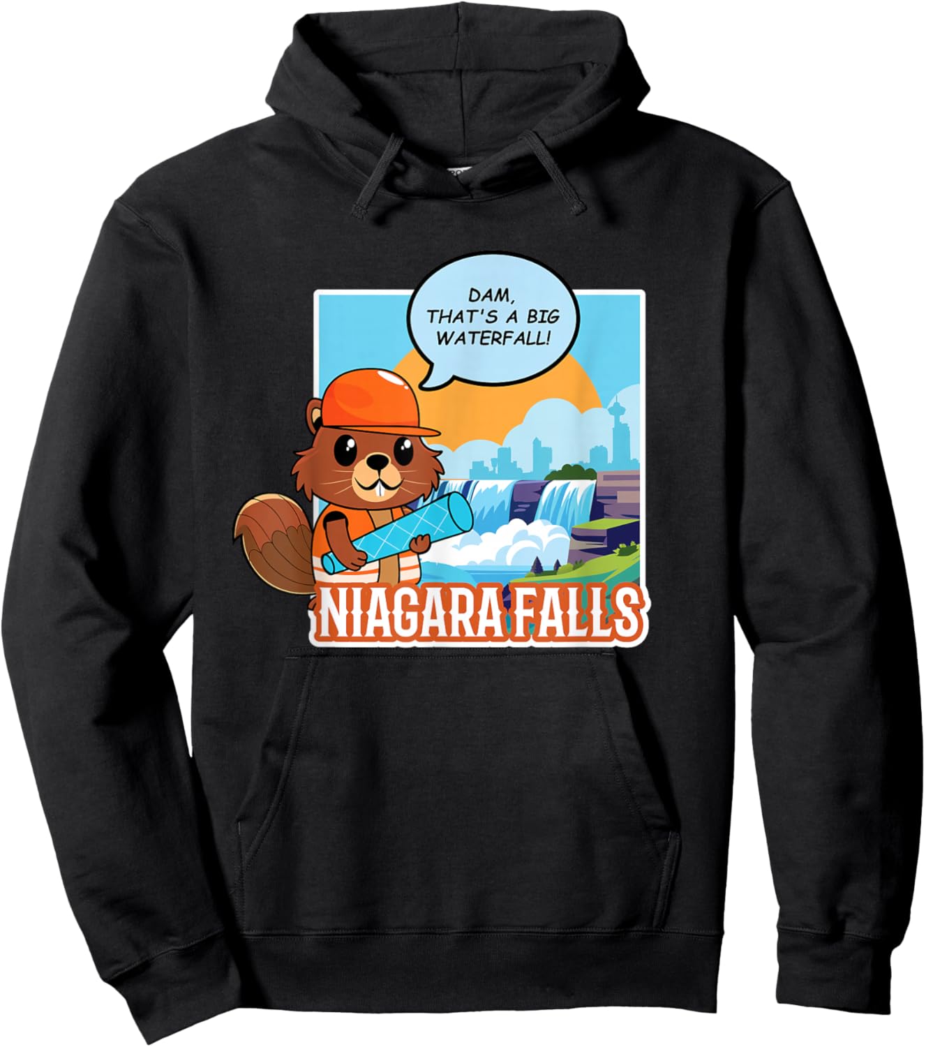 Niagara Falls Canada Souvenir - Canadian Beaver Pun Hoodie - Hoodie | Black
