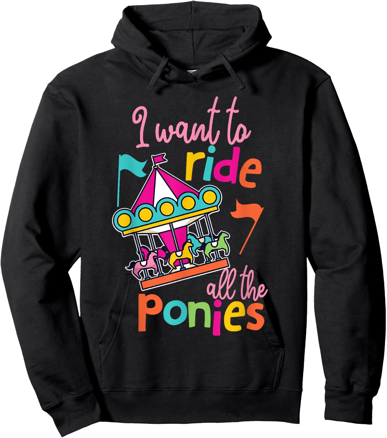 Carousel Horse Merry-Go-Round Design for Girls Hoodie - Hoodie | Black