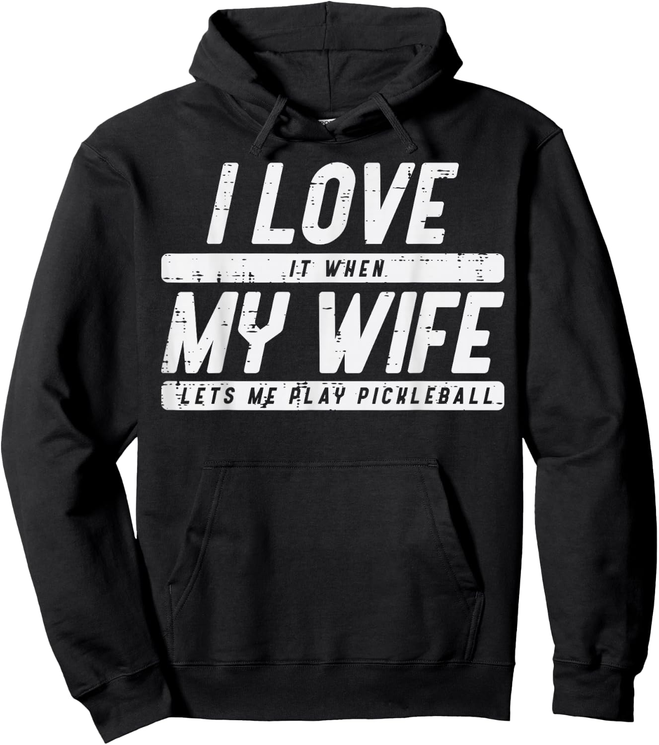 Love My Wife Lets Me Play Pickleball Pickle Ball Husband Men Hoodie - Hoodie | Black
