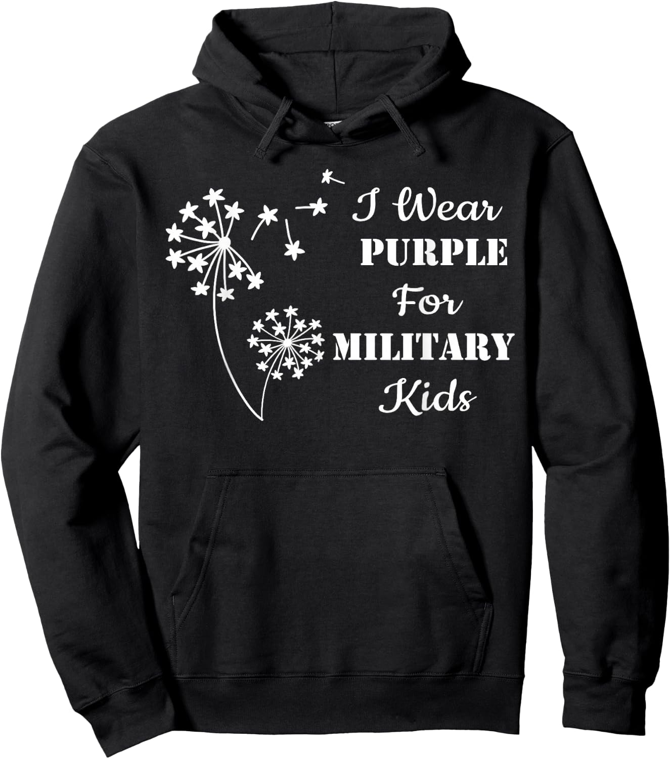 I Wear Purple For Military Kids Month Of The Military Child Hoodie - Hoodie | Black