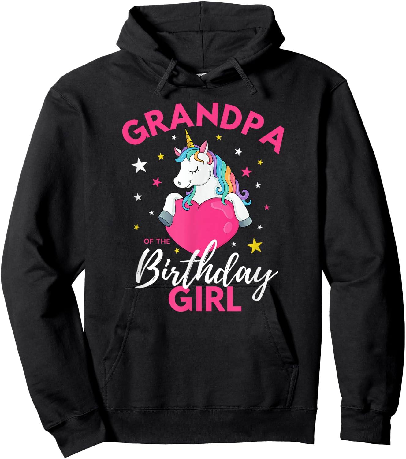 Grandpa Of The Birthday Girl Unicorn Hoodie - Hoodie | Black
