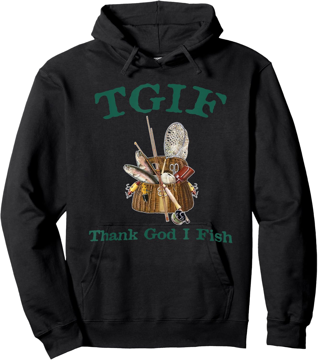 TGIF Thank God I Fish Funny Fishing Hoodie - Hoodie | Black