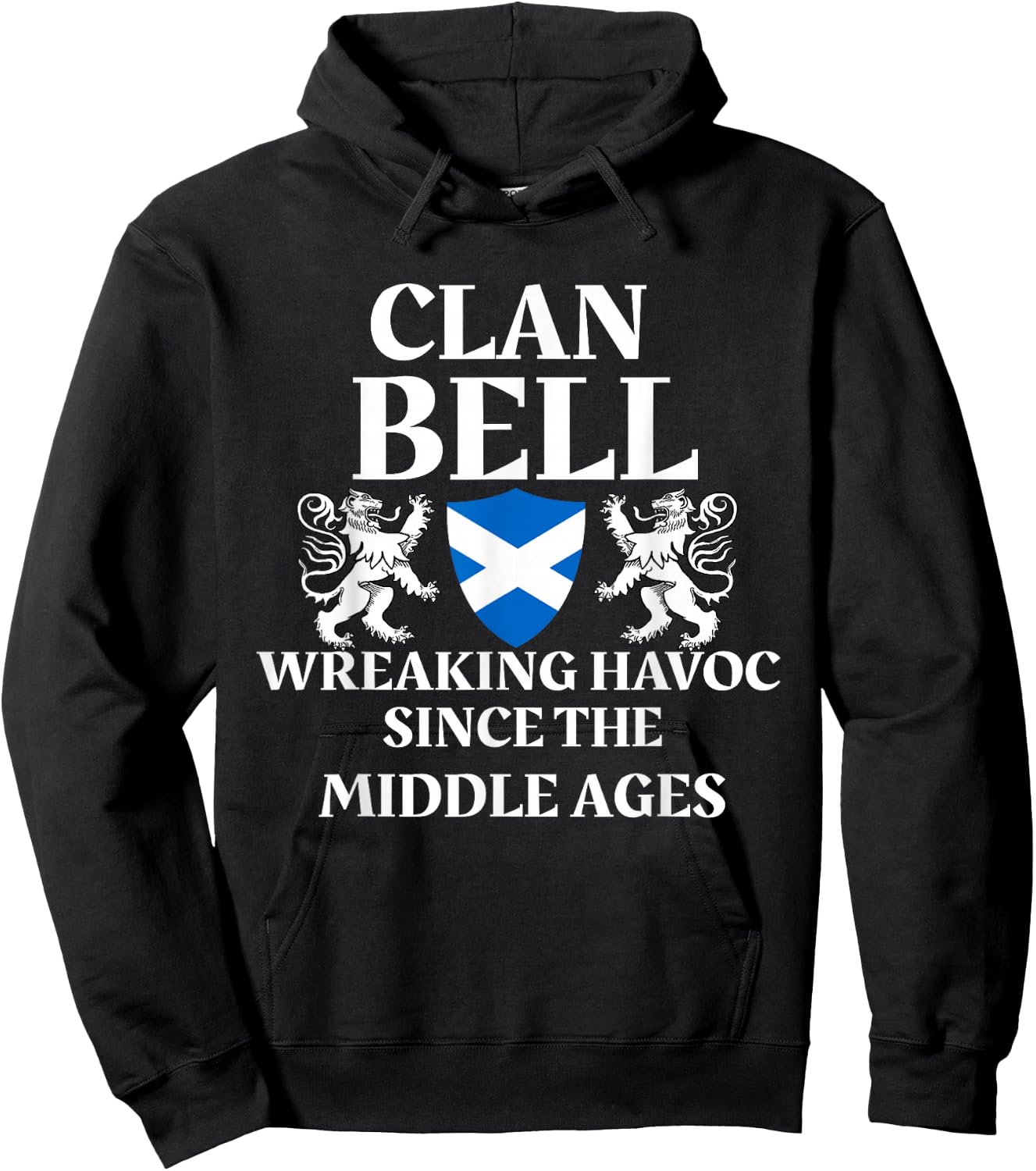 Bell Clan Scottish Family Kilt Tartan Lion Name Hoodie - Hoodie | Black