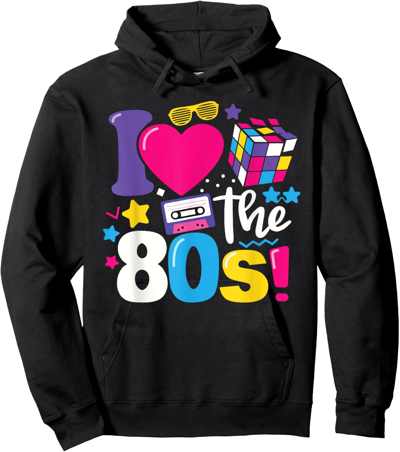 I Love The 80s Clothes and Men Party Funny Hoodie - Hoodie | Black