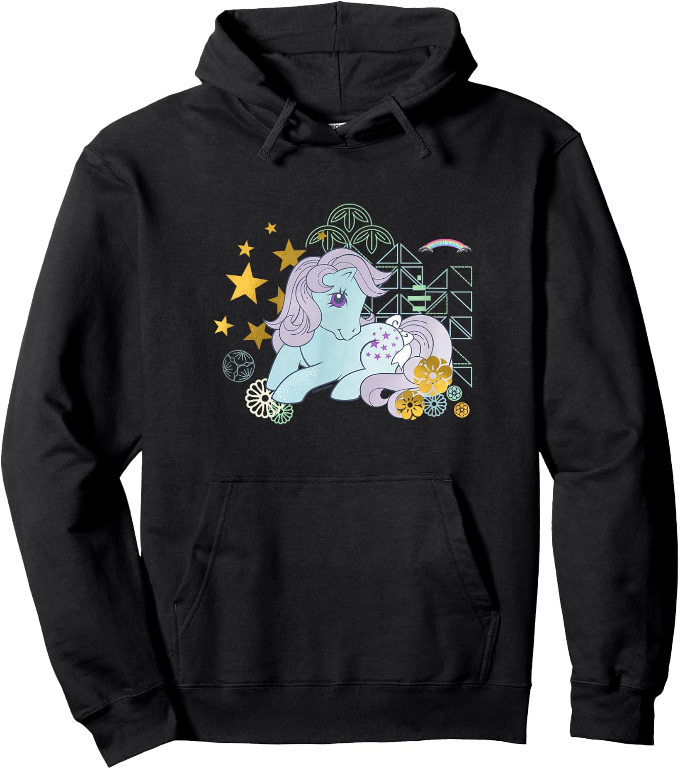 My Little Pony Classic Blue Belle Gold Stars & Florals Hoodie - Hoodie | Black
