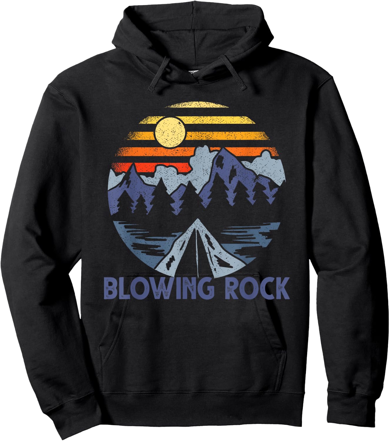 Blowing Rock, North Carolina Blue Ridge Mountains Camping Hoodie - Hoodie | Black