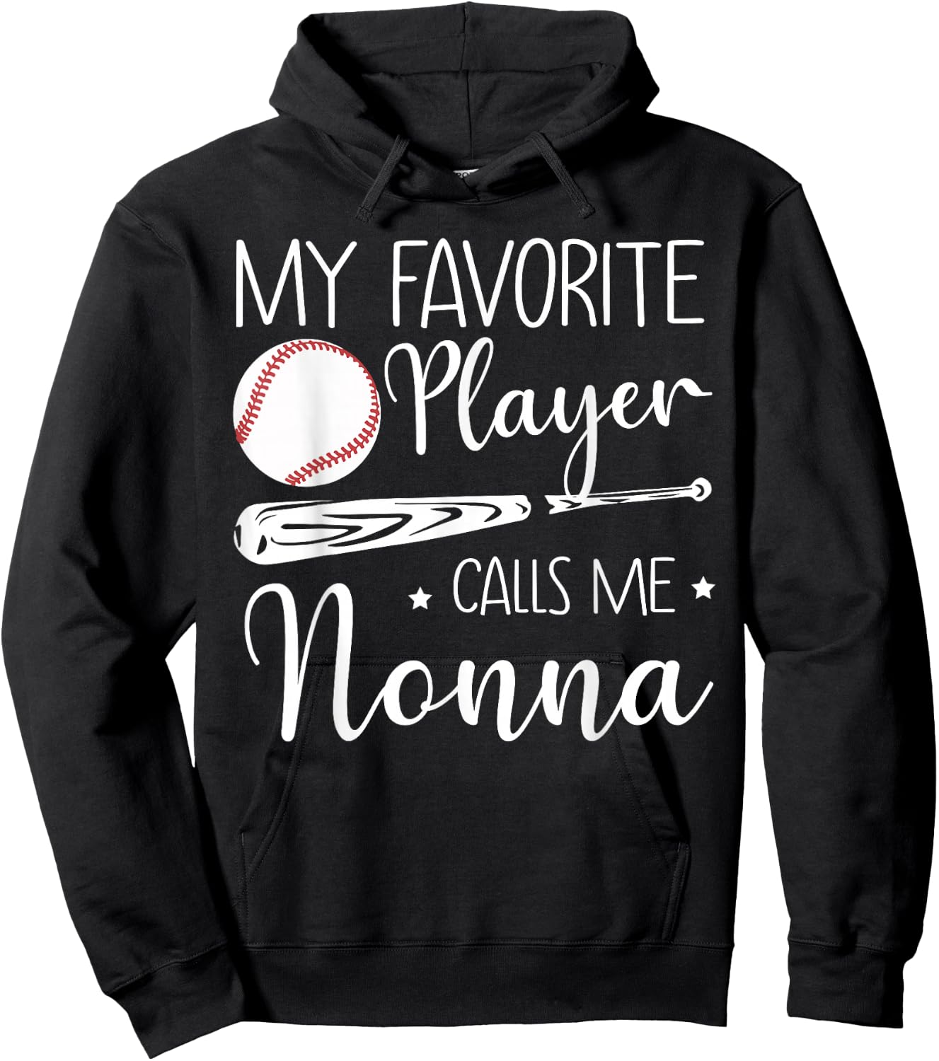 Baseball My Favorite Player Calls Me Nonna Grandma Gift Hoodie - Hoodie | Black