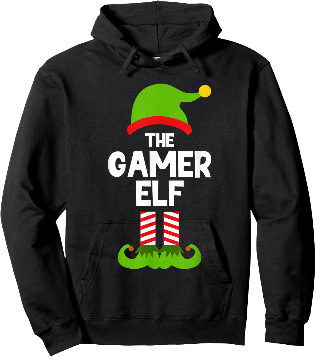 Funny The Gamer Elf Christmas Family Pajama Video Gaming Hoodie - Hoodie | Black