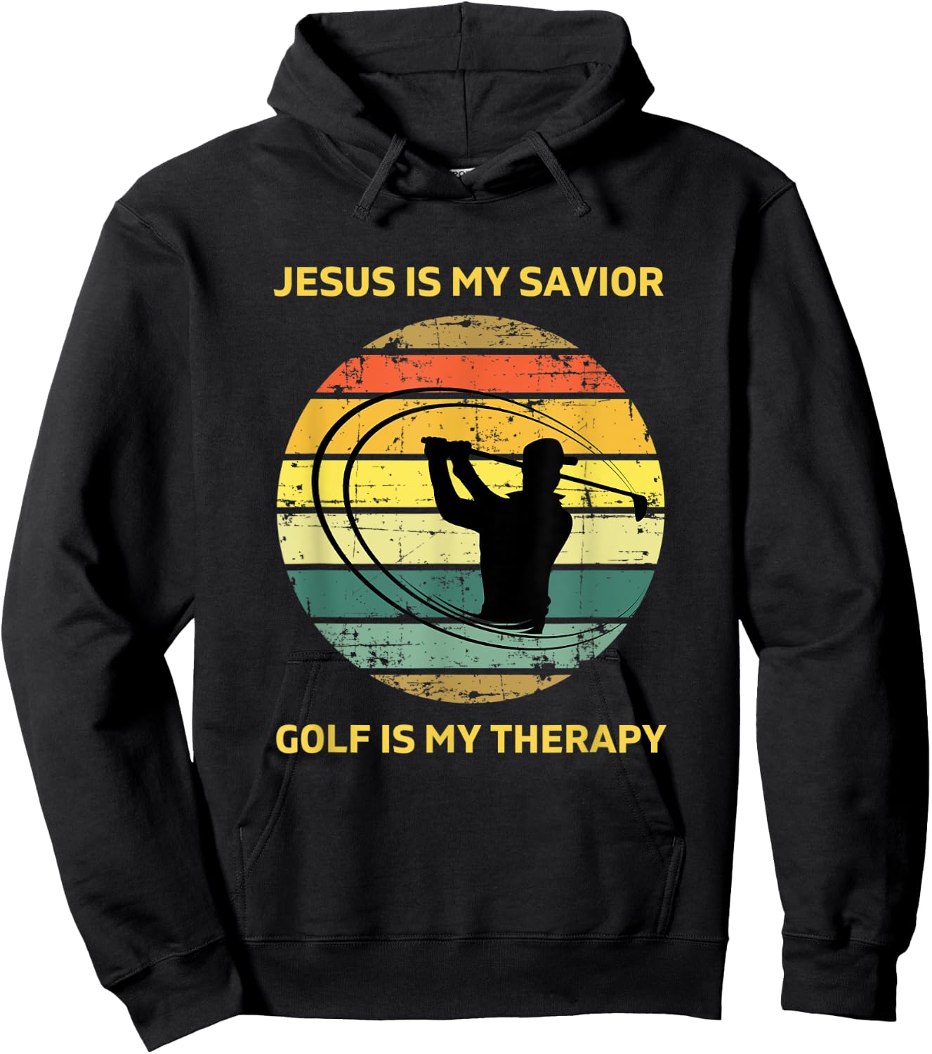 Jesus is My Savior Golf is My Therapy Gifts Golf Lover Funny Hoodie - Hoodie | Black