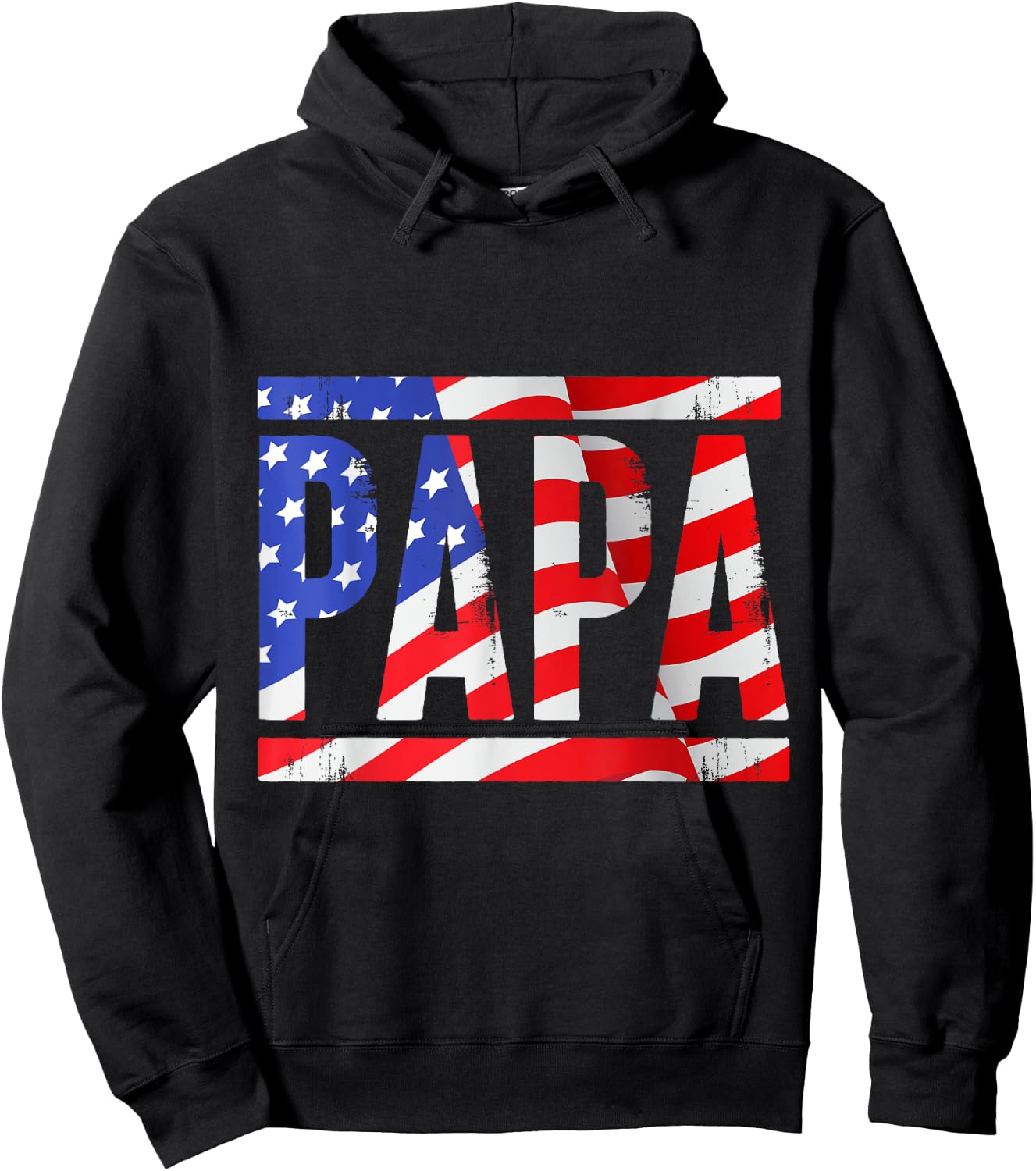 Papa US Flag Dad Men Father Hoodie - Hoodie | Black