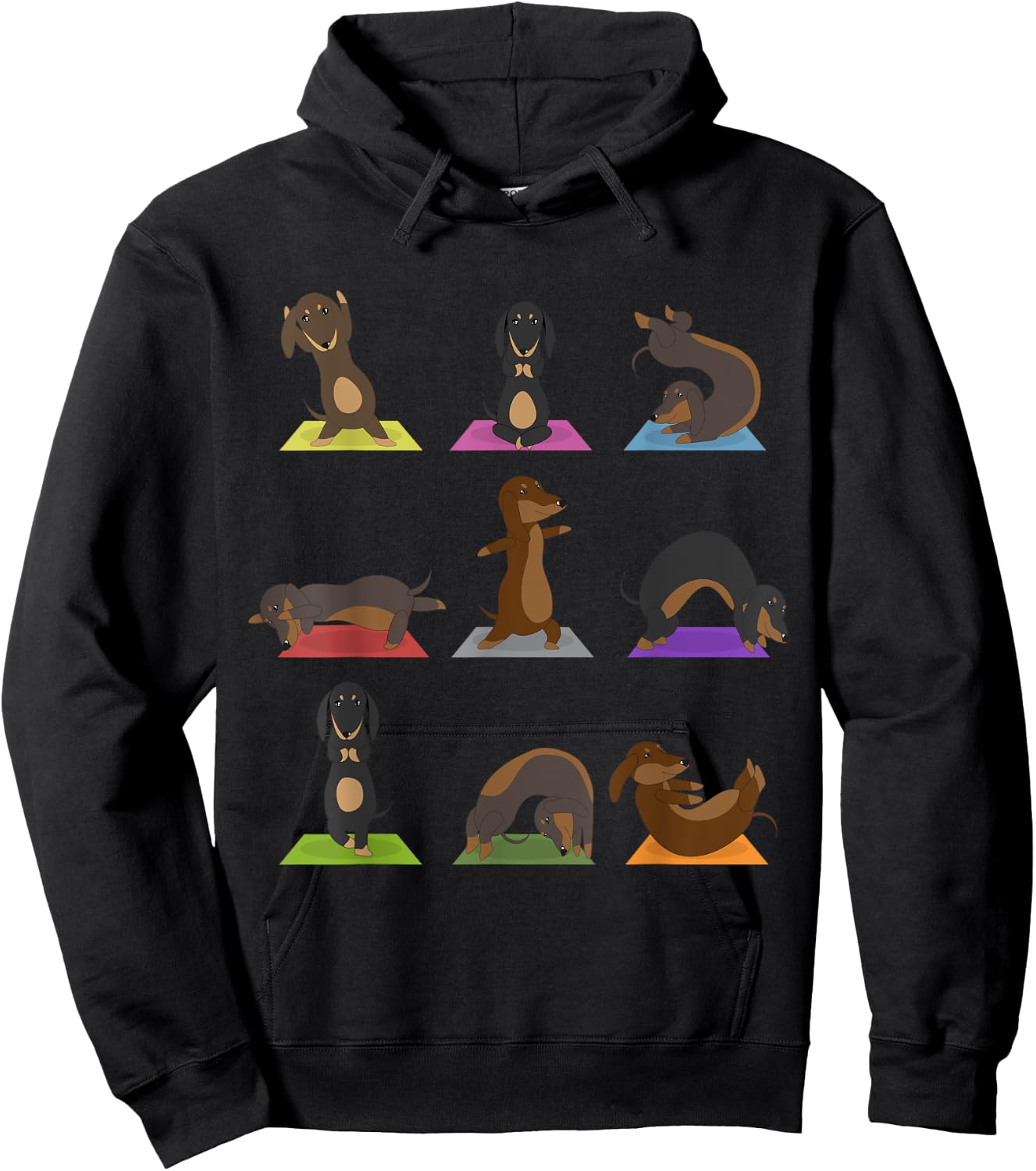Yoga Dachshund Funny Meditation Dog Lover Zen Men Women Hoodie - Hoodie | Black