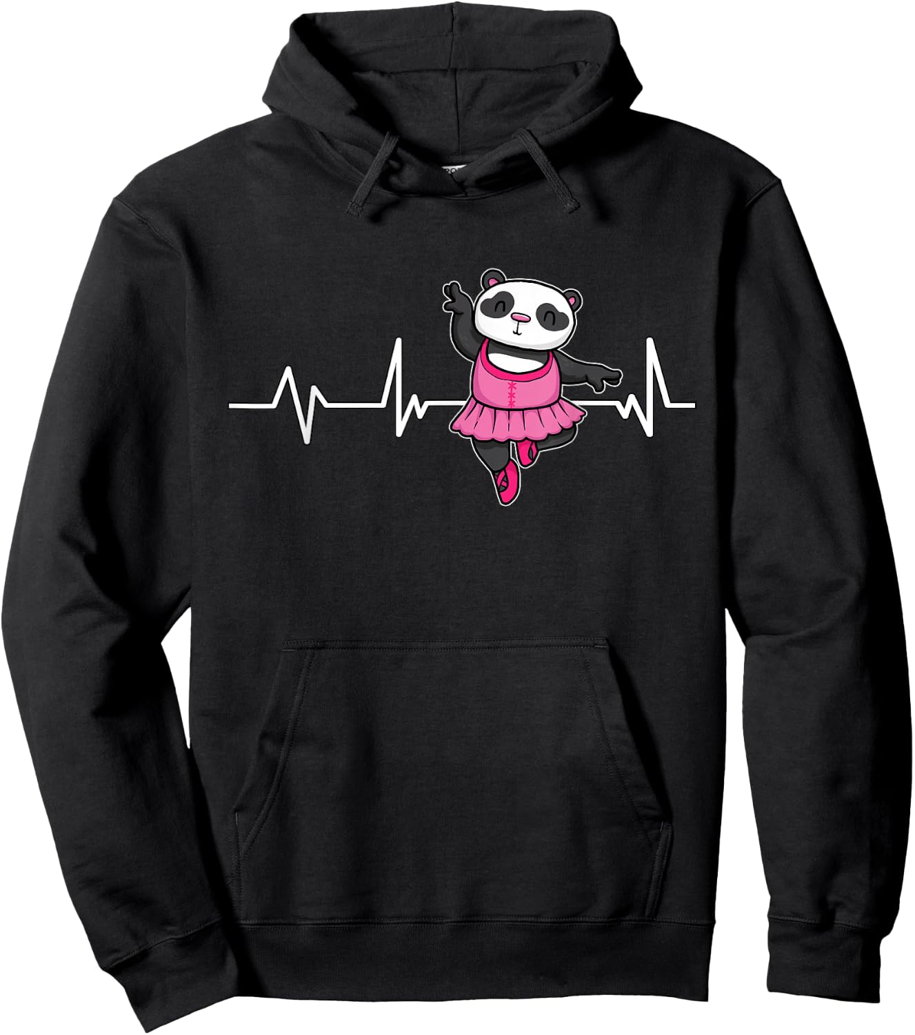 Panda Bear Ballet Heartbeat EKG Ballerina Gift Panda Ballet Hoodie - Hoodie | Black