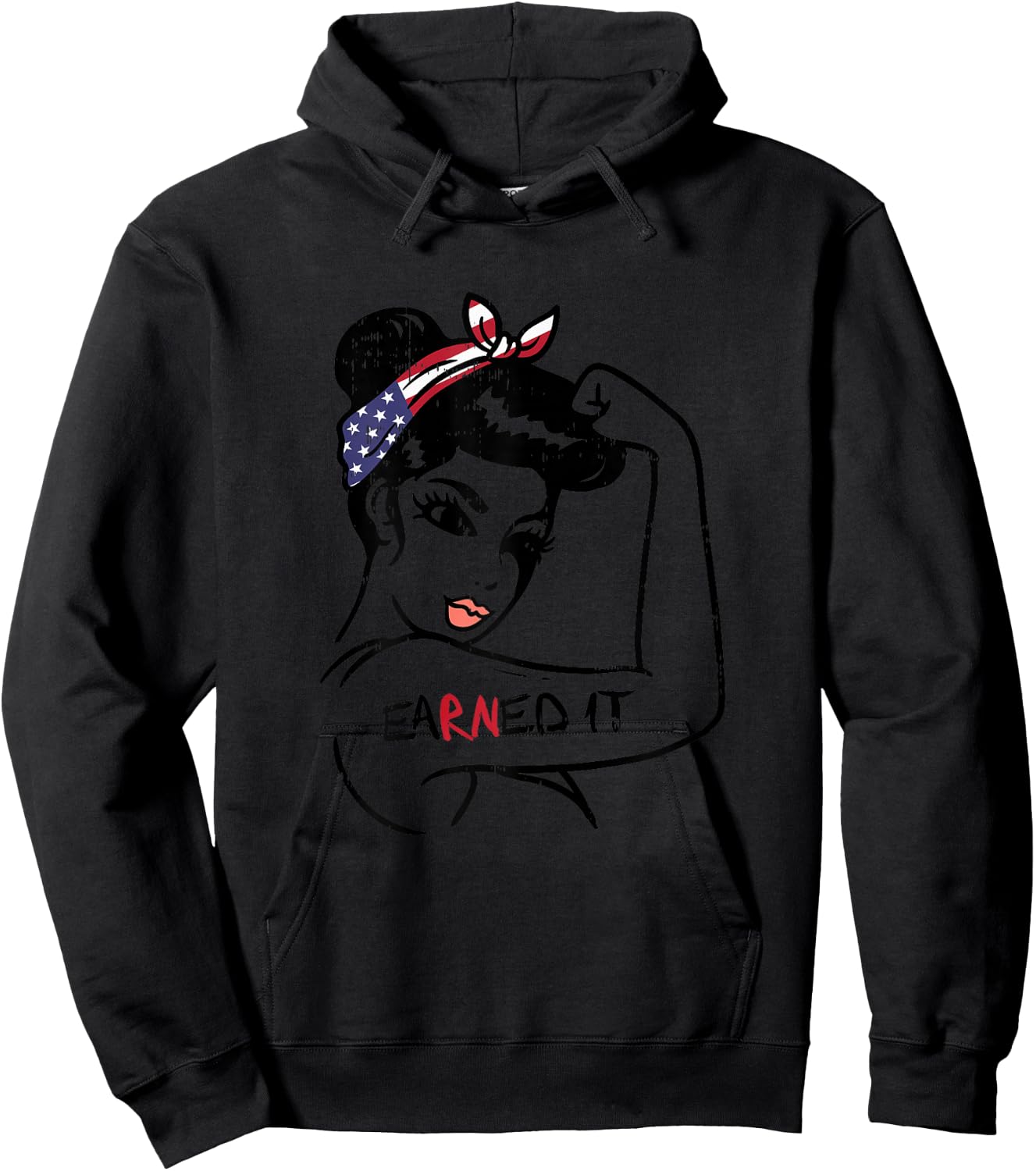 Unbreakable Earned It Flag RN Nurse Nursing Graduation Gift Hoodie - Hoodie | Black