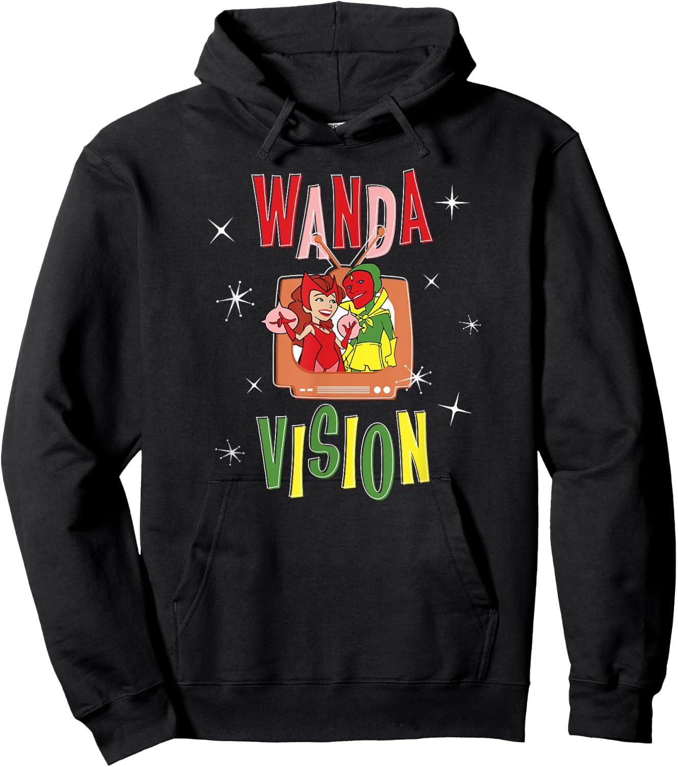 Marvel WandaVision Wanda & Vision Retro TV Artwork Small Hoodie - Hoodie | Black