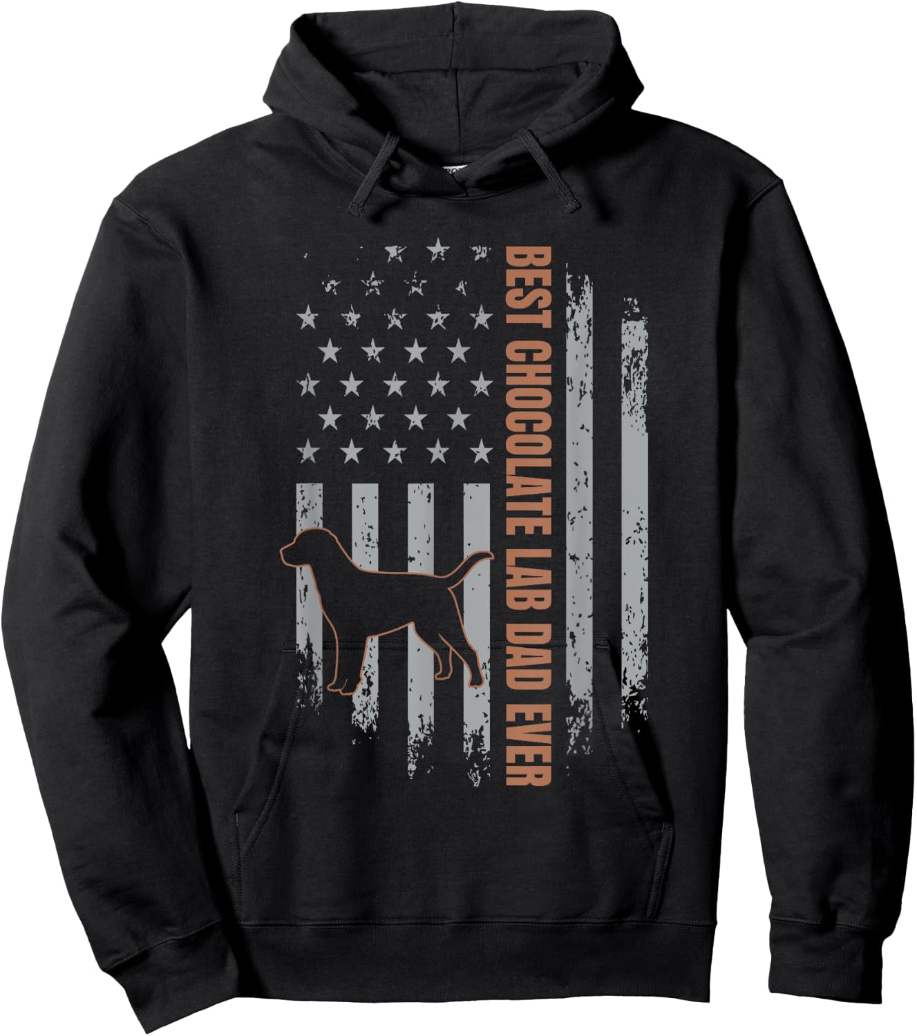 Chocolate Lab Dad American Flag Brown Labrador Retriever Hoodie - Hoodie | Black