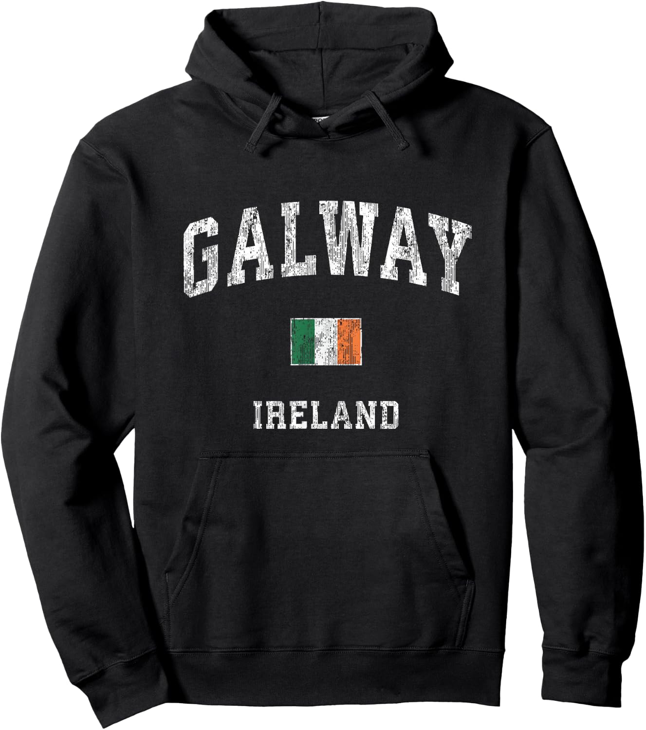 Galway Ireland Vintage Athletic Sports Design Hoodie - Hoodie | Black