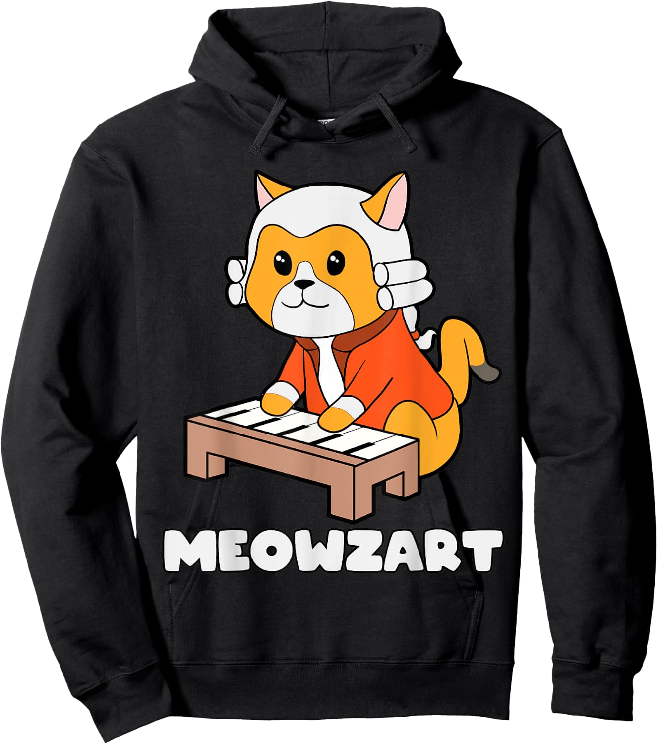 Meowzart Kitty Piano Funny Cat Lover Pun Classical Music Men Women Kids Hoodie - Hoodie | Black
