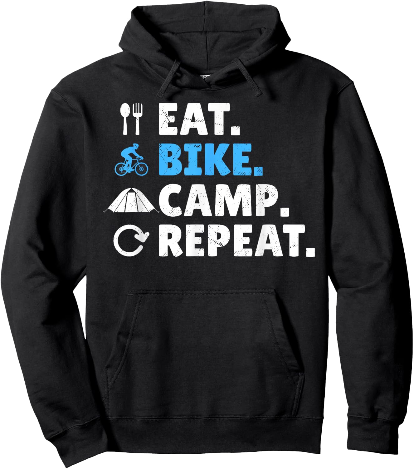 Eat. Bike. Camp. Repeat. - Gravel Bike Bikepacking Hoodie - Hoodie | Black